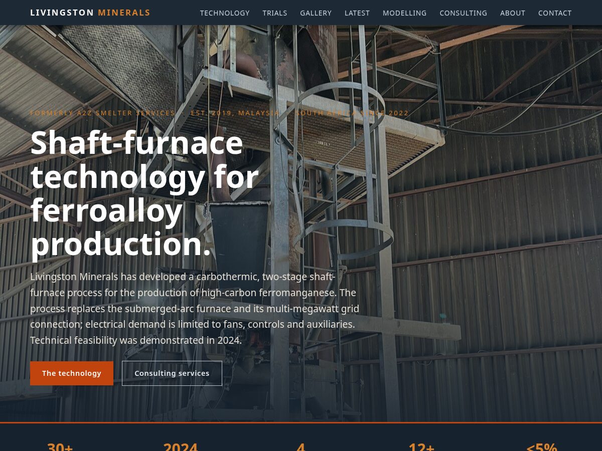 Landing-page snapshot of livingstonminerals.com