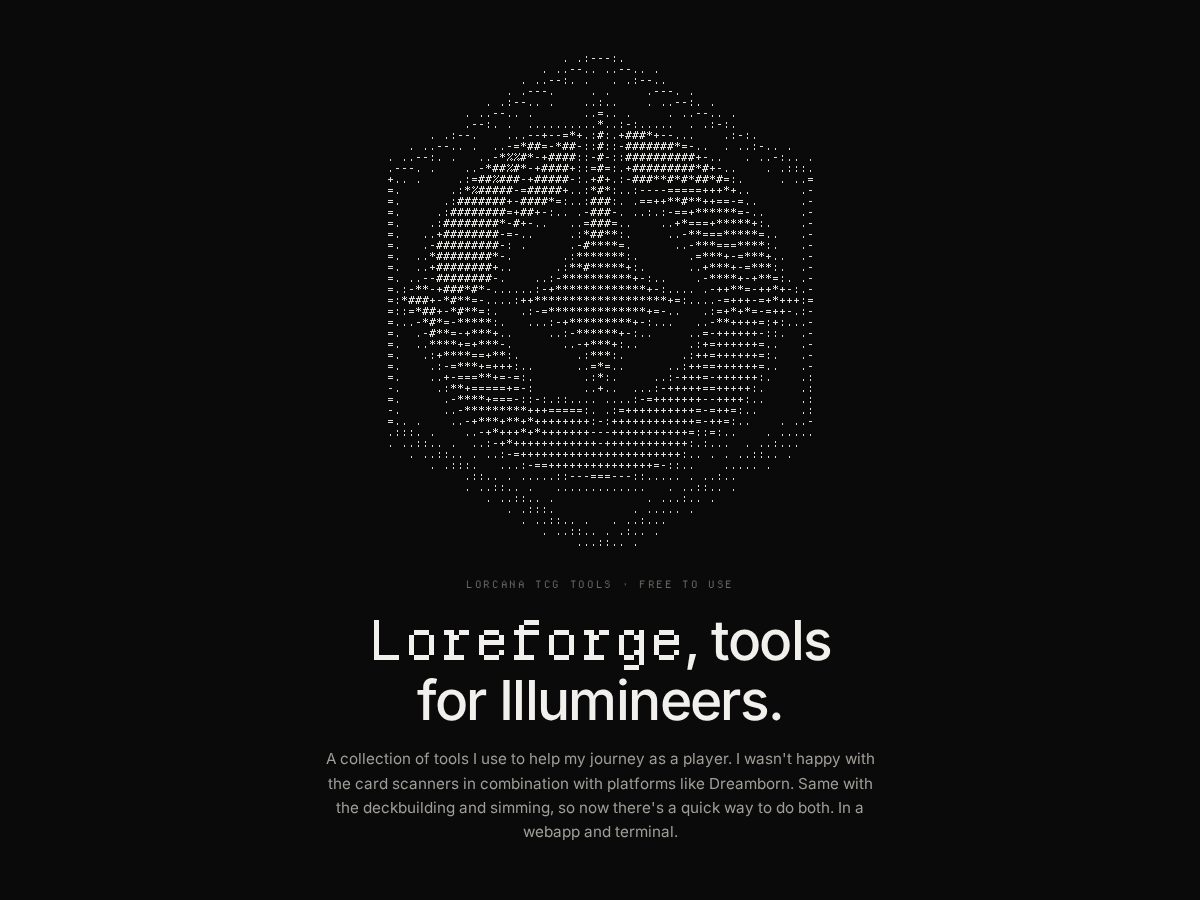 Landing-page snapshot of loreforge.ink
