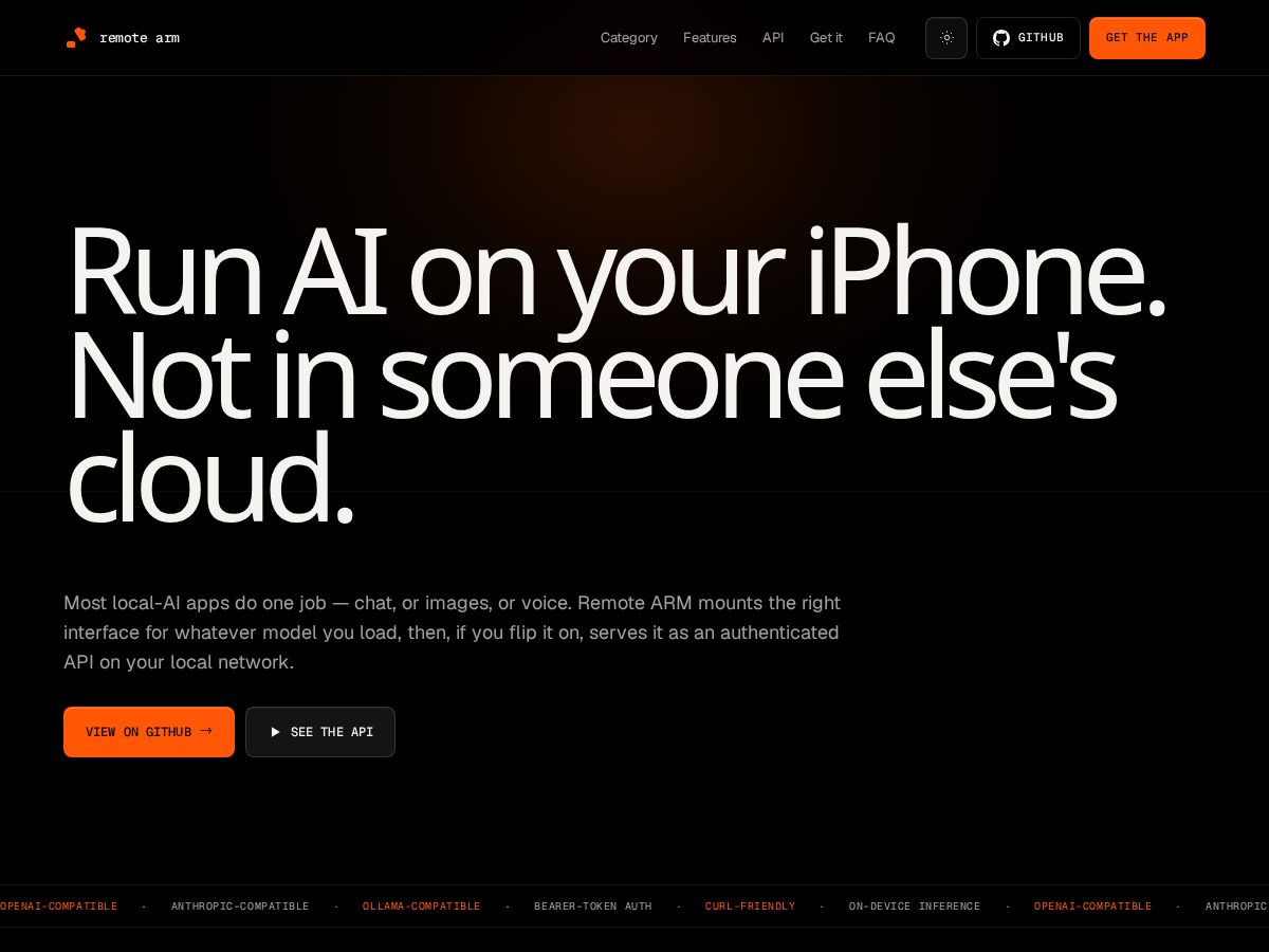 Landing-page snapshot of macarm.app