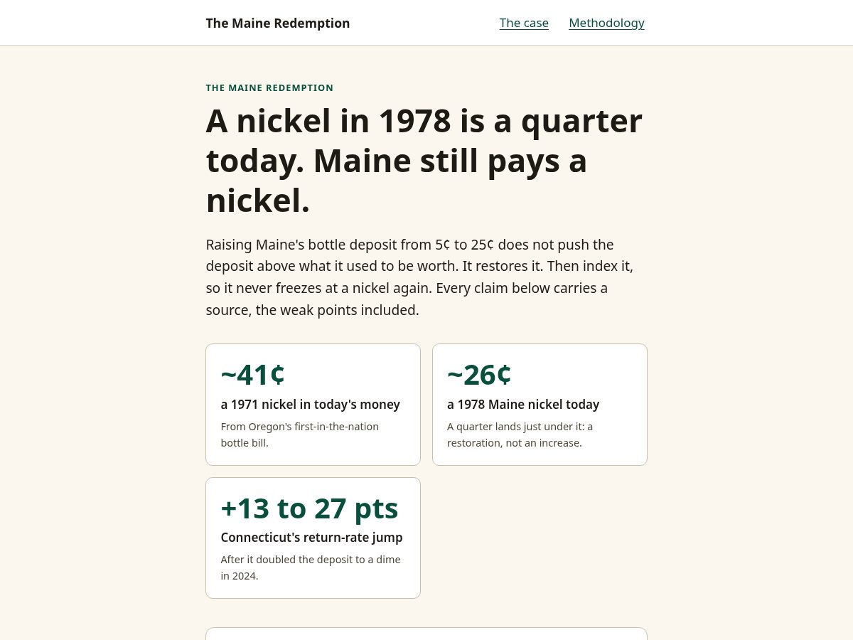 Landing-page snapshot of maineredemption.org