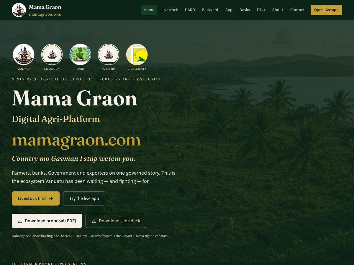 Landing-page snapshot of mamagraon.com