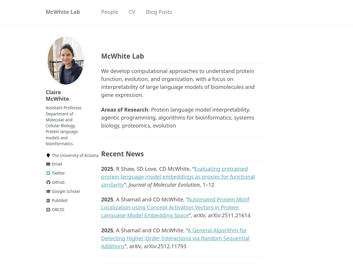 Landing-page snapshot of mcwhitelab.org