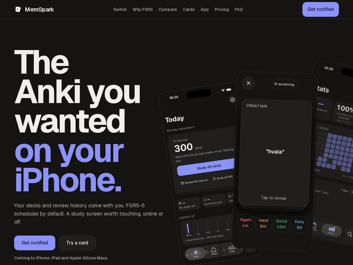 Landing-page snapshot of memspark.app