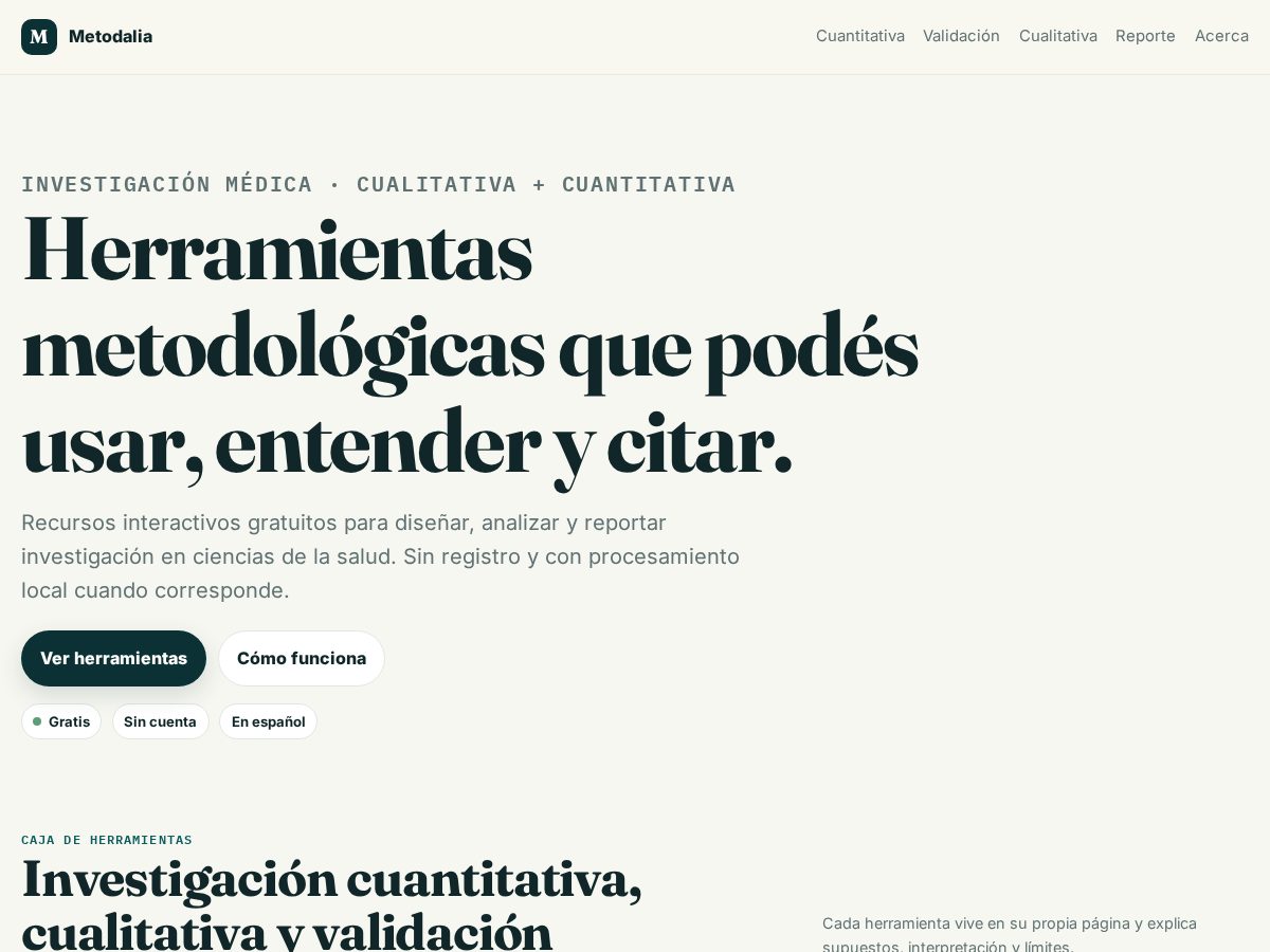 Landing-page snapshot of metodalia.com