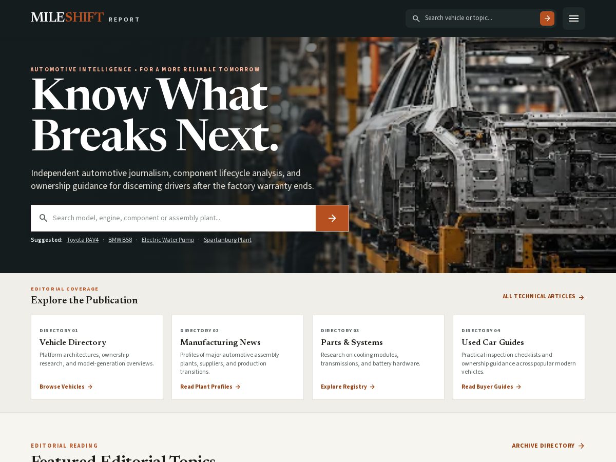 Landing-page snapshot of mileshiftreport.com