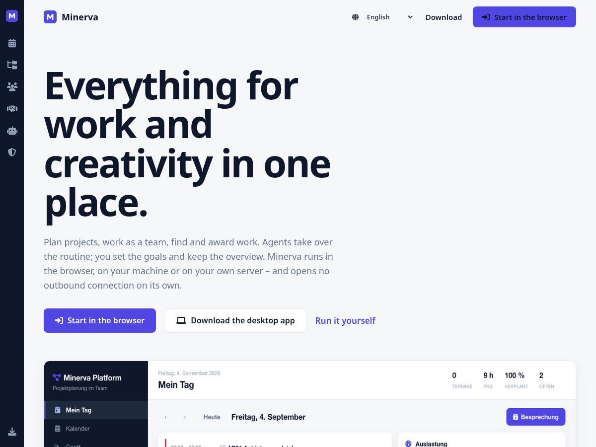 Landing-page snapshot of minerva-platform.com