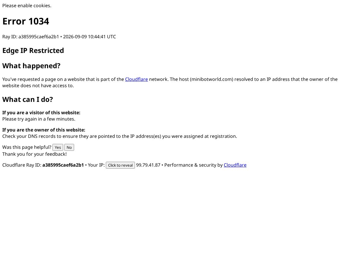 Landing-page snapshot of minibotworld.com