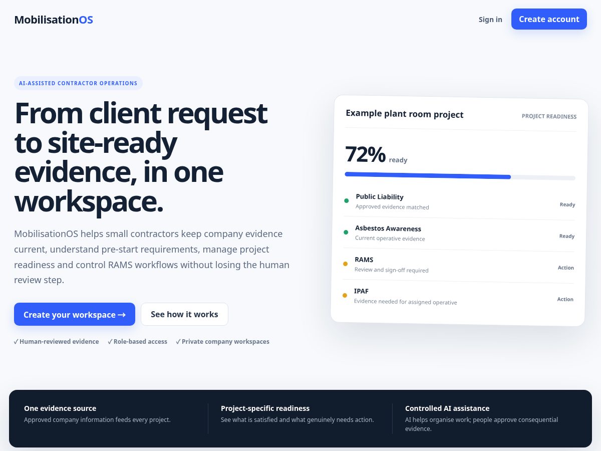 Landing-page snapshot of mobilisationos.com