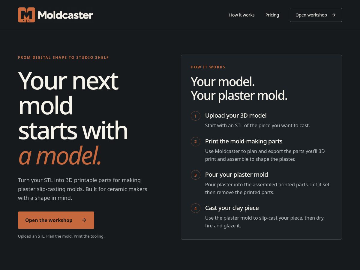Landing-page snapshot of moldcaster.com