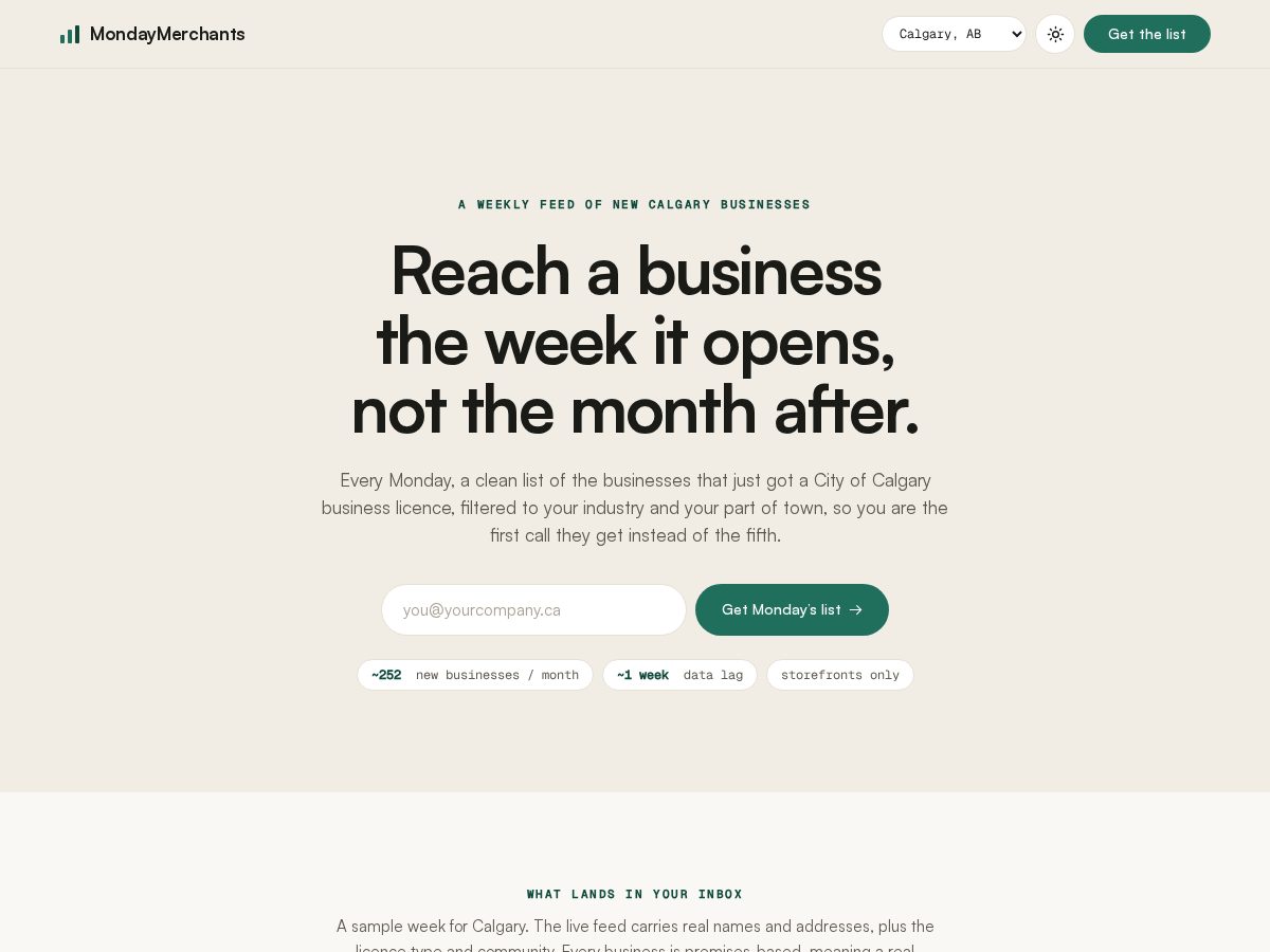 Landing-page snapshot of mondaymerchants.com