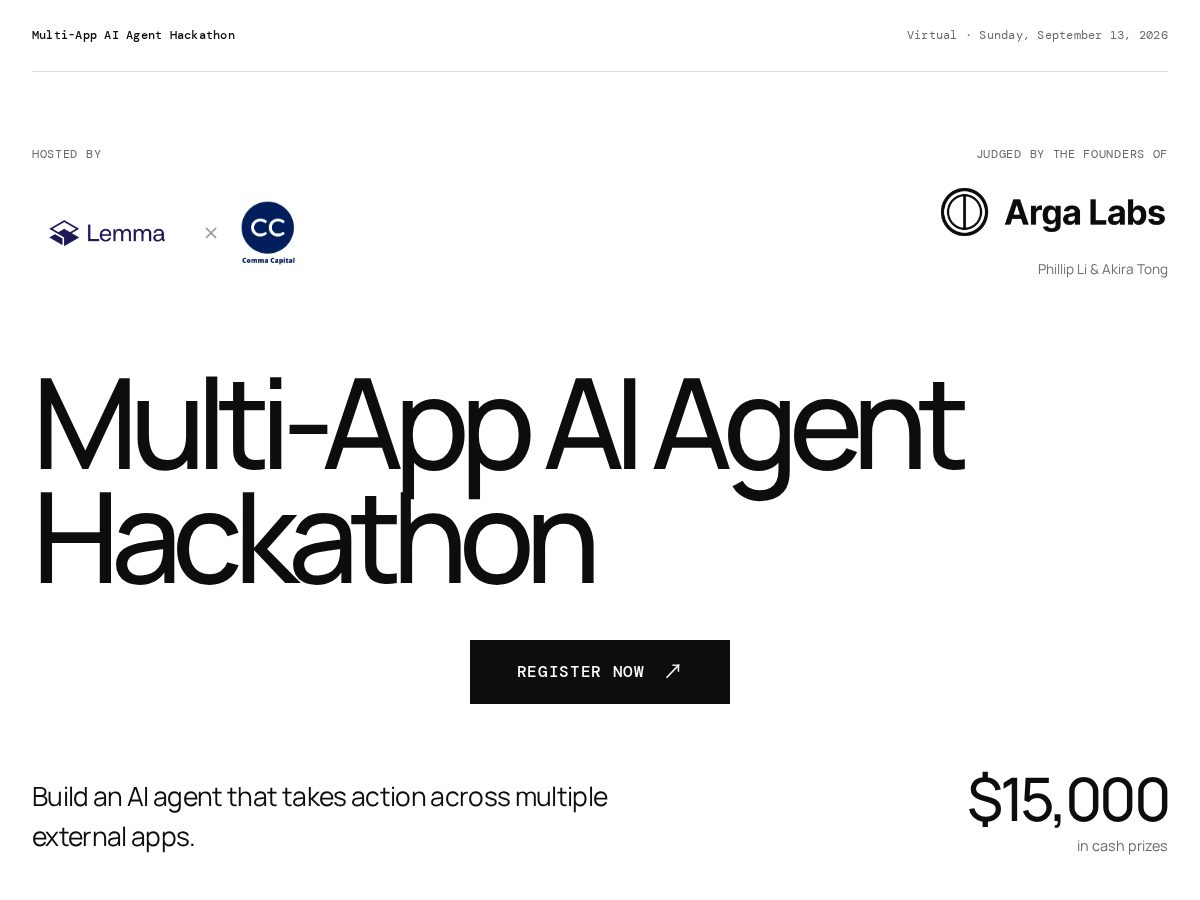 Landing-page snapshot of multiappagenthackathon.com
