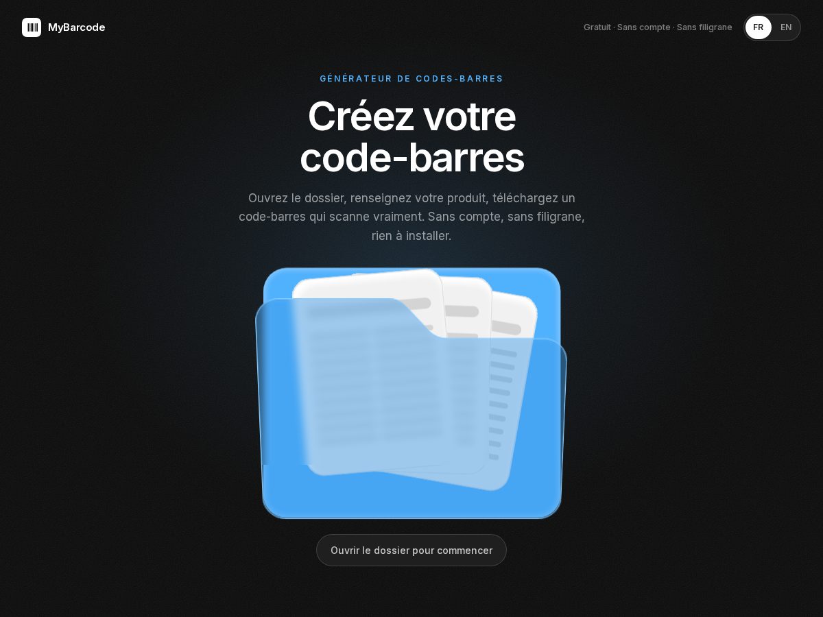 Landing-page snapshot of mybarcode.xyz