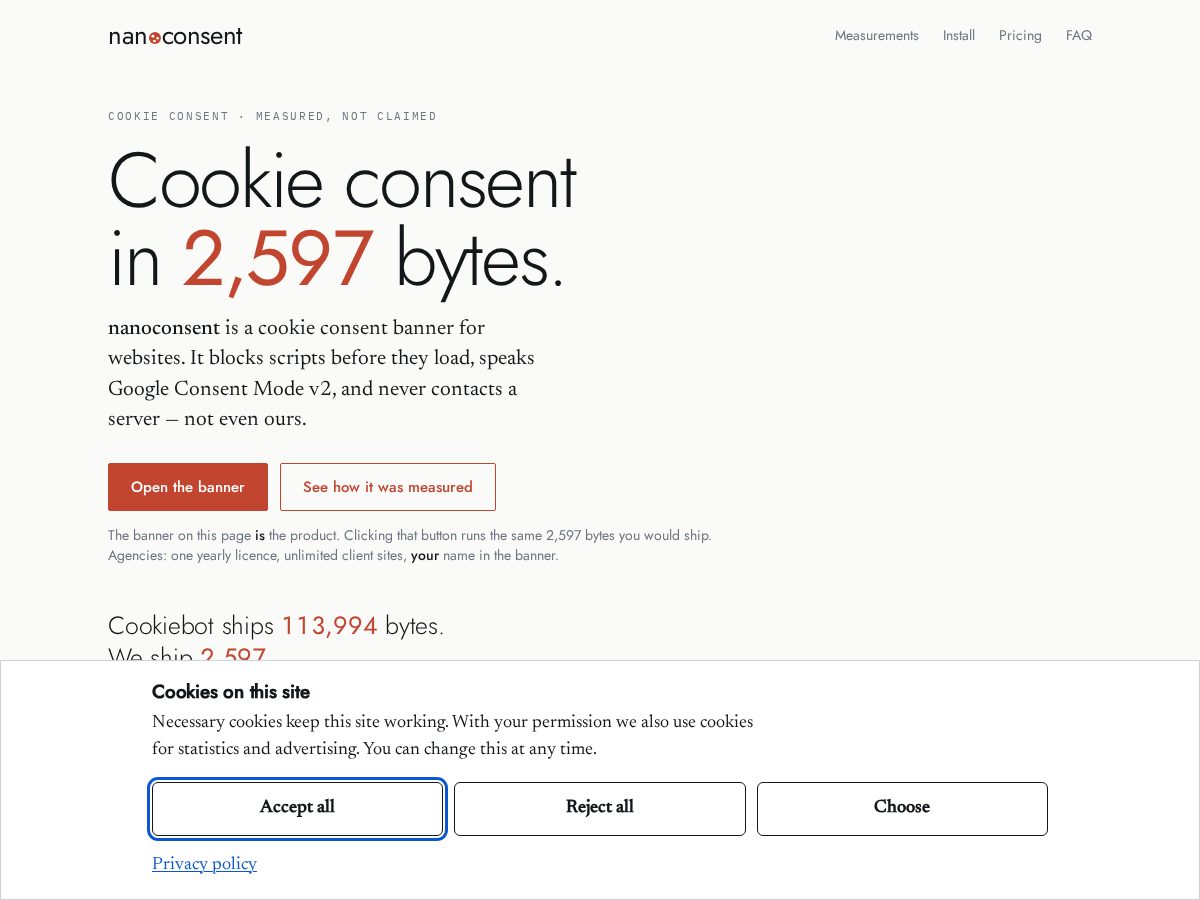 Landing-page snapshot of nanoconsent.com