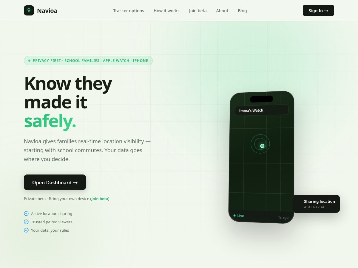 Landing-page snapshot of navioa.app