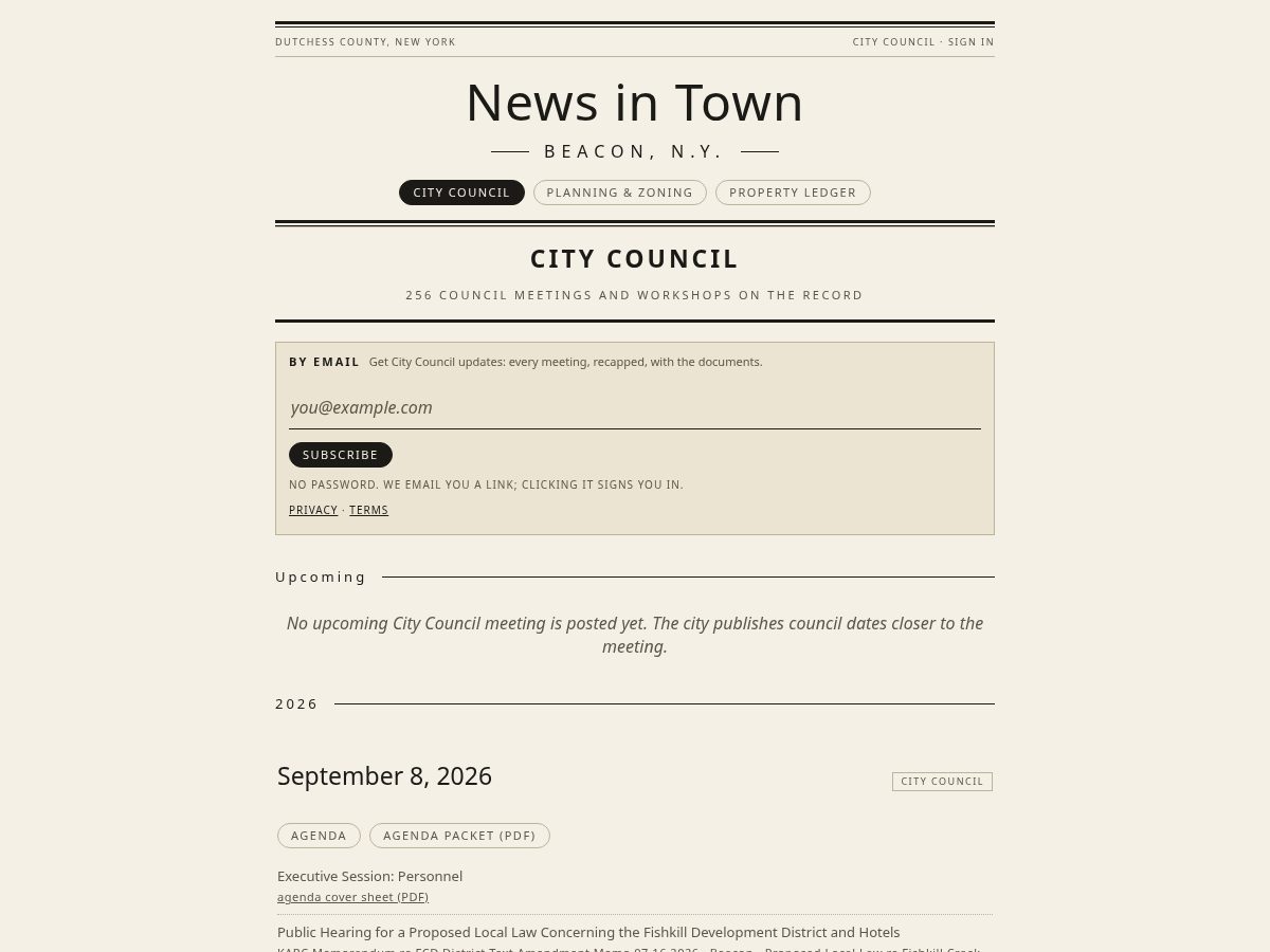 Landing-page snapshot of newsin.town