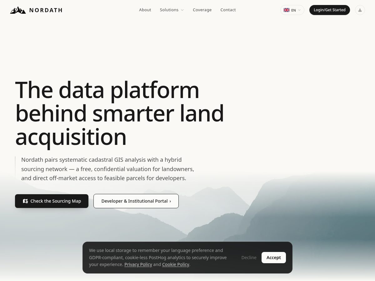 Landing-page snapshot of nordath.com