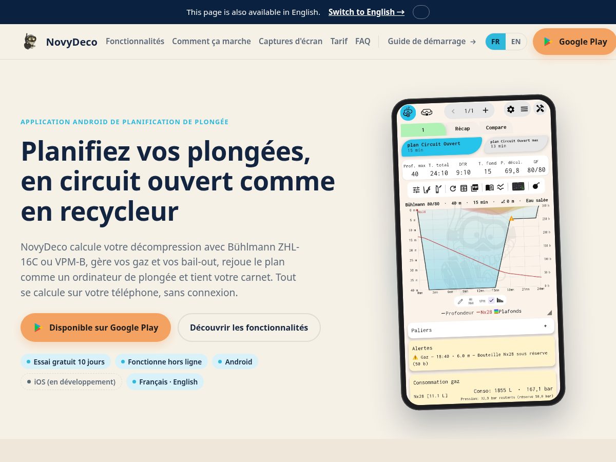 Landing-page snapshot of novydeco.com