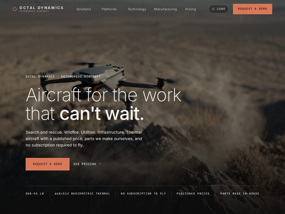 Landing-page snapshot of octalmachines.com