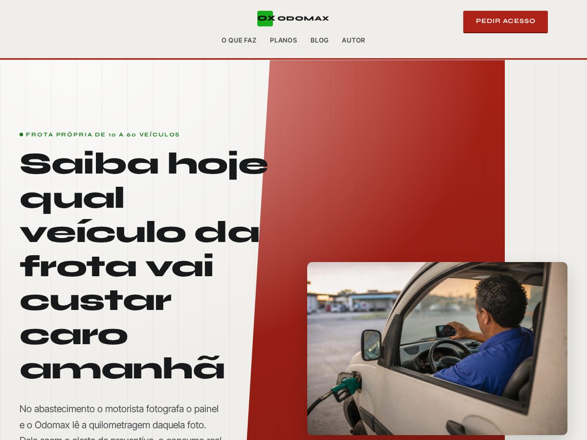 Landing-page snapshot of odomaxfrota.com