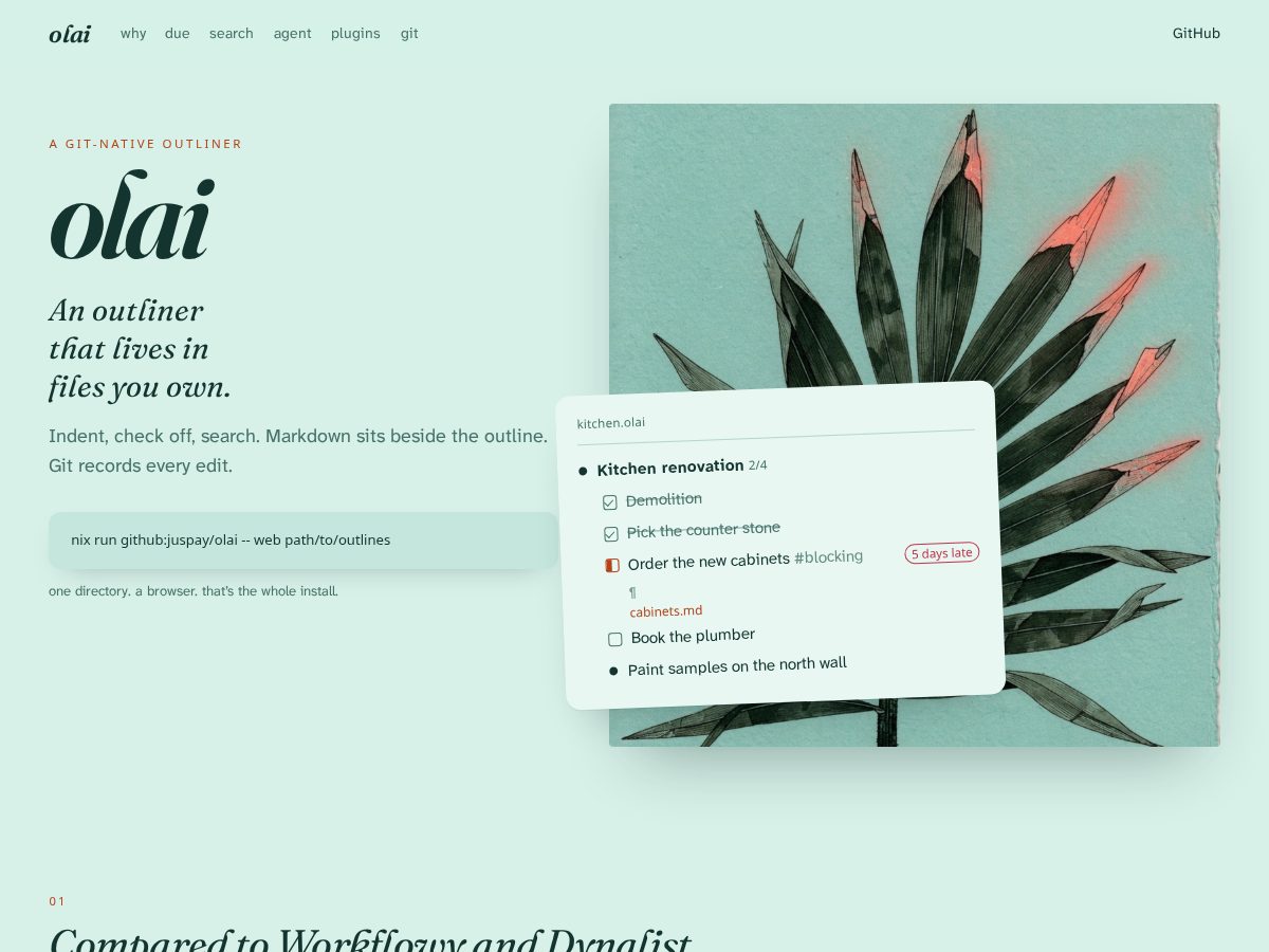 Landing-page snapshot of olai.page