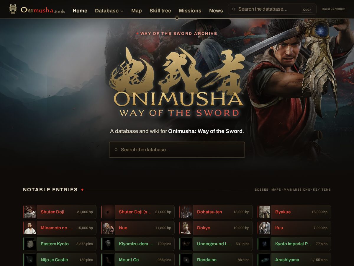 Landing-page snapshot of onimusha.tools