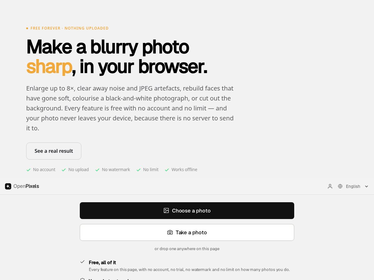 Landing-page snapshot of openpixels.app
