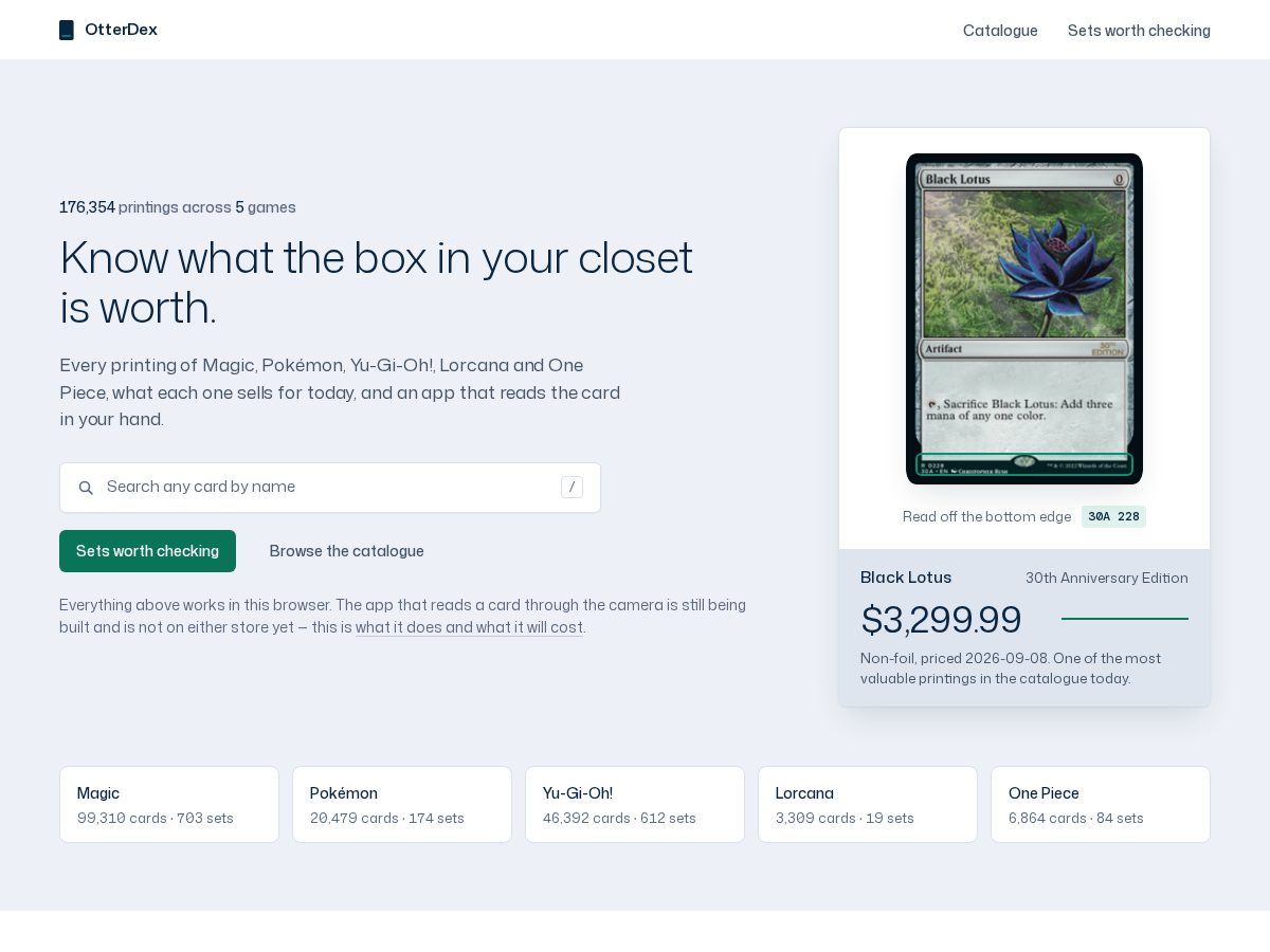 Landing-page snapshot of otterdex.com