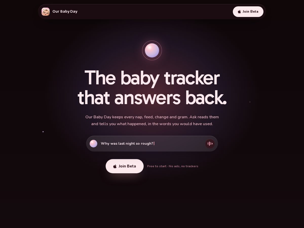 Landing-page snapshot of ourbabyday.com