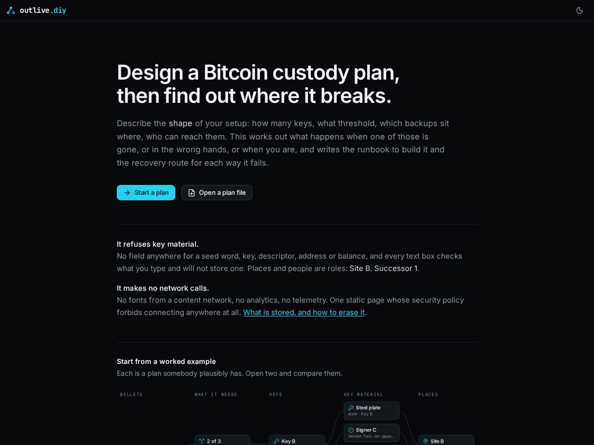 Landing-page snapshot of outlive.diy