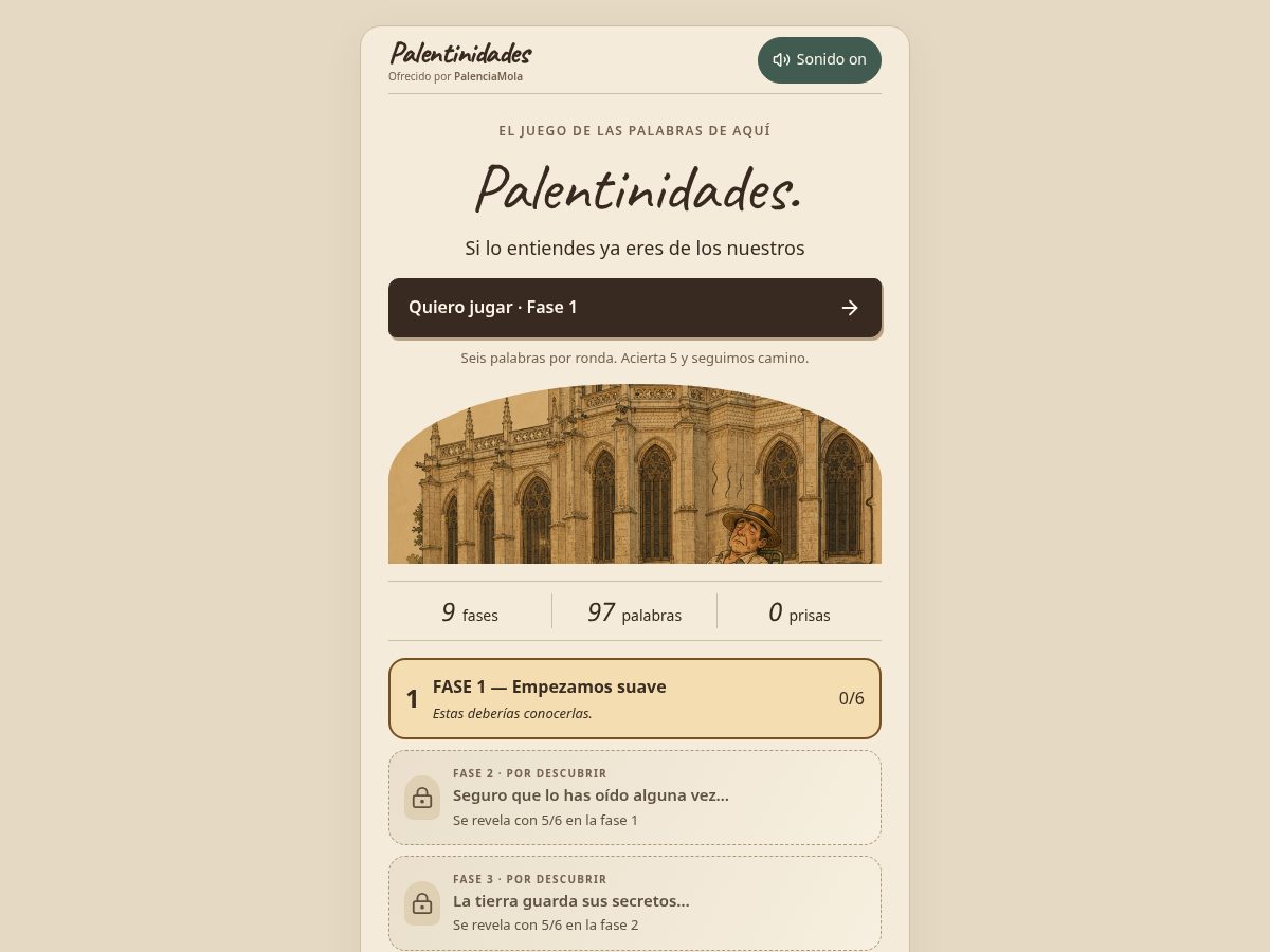 Landing-page snapshot of palentinidades.com