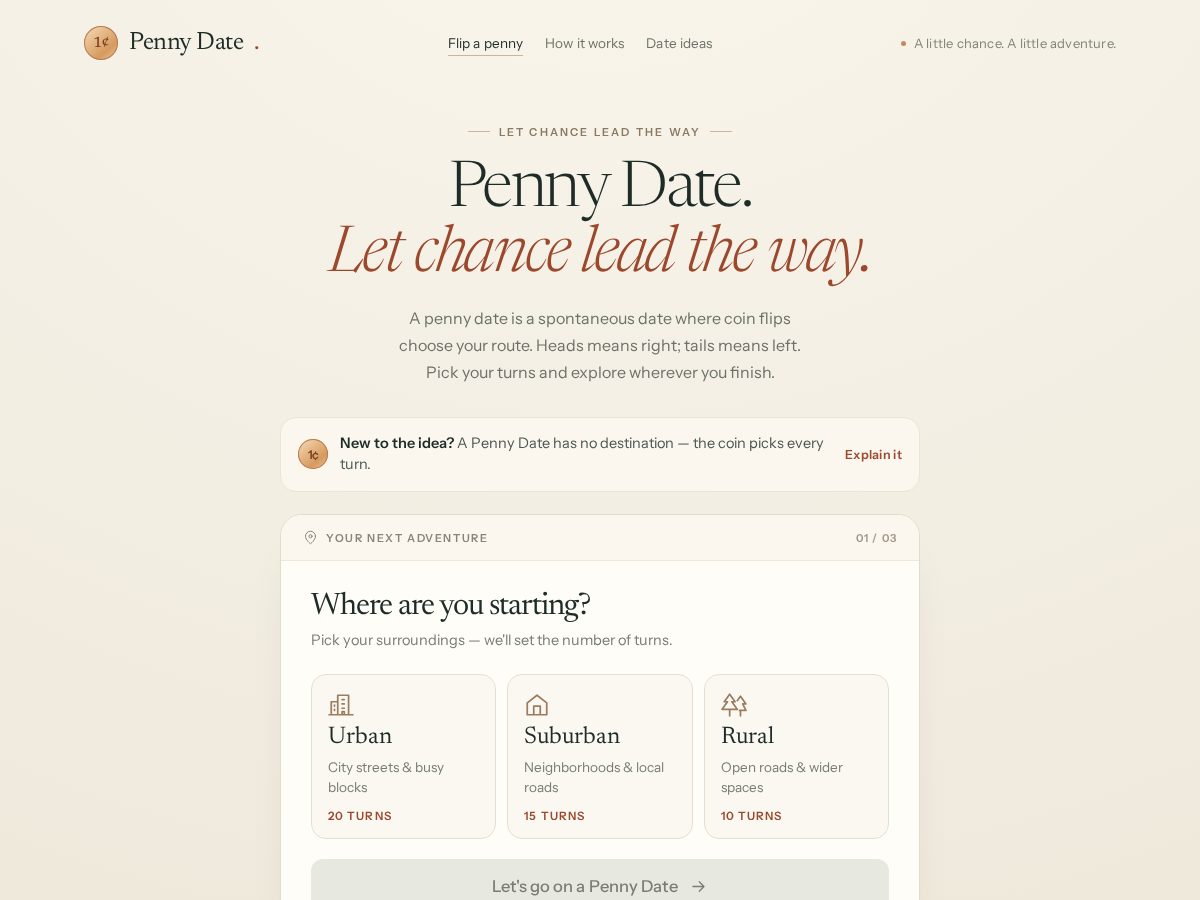 Landing-page snapshot of pennydate.app