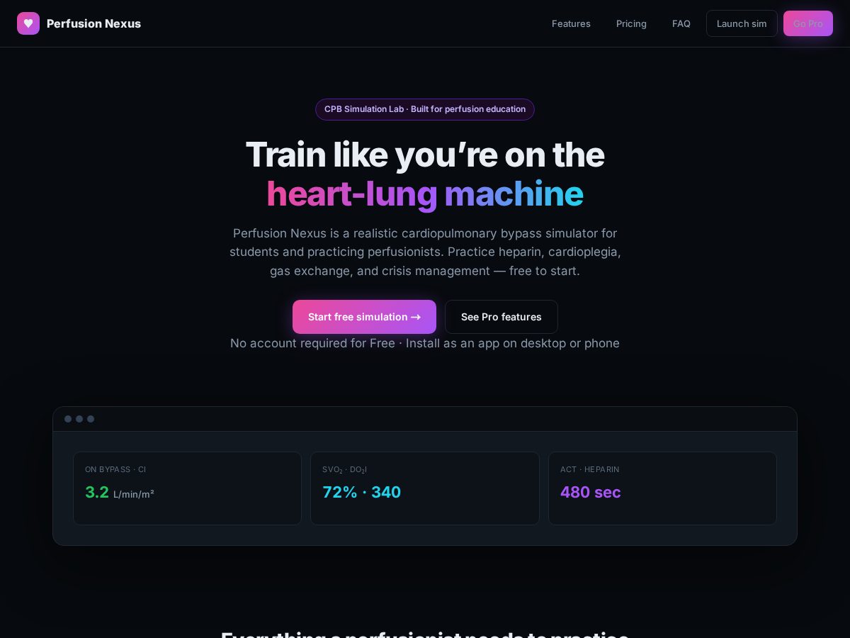 Landing-page snapshot of perfusionnexus.com