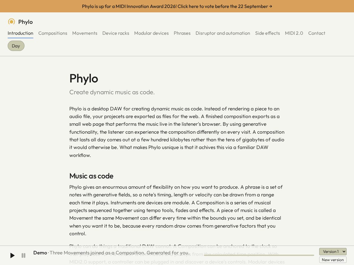Landing-page snapshot of phylo.studio