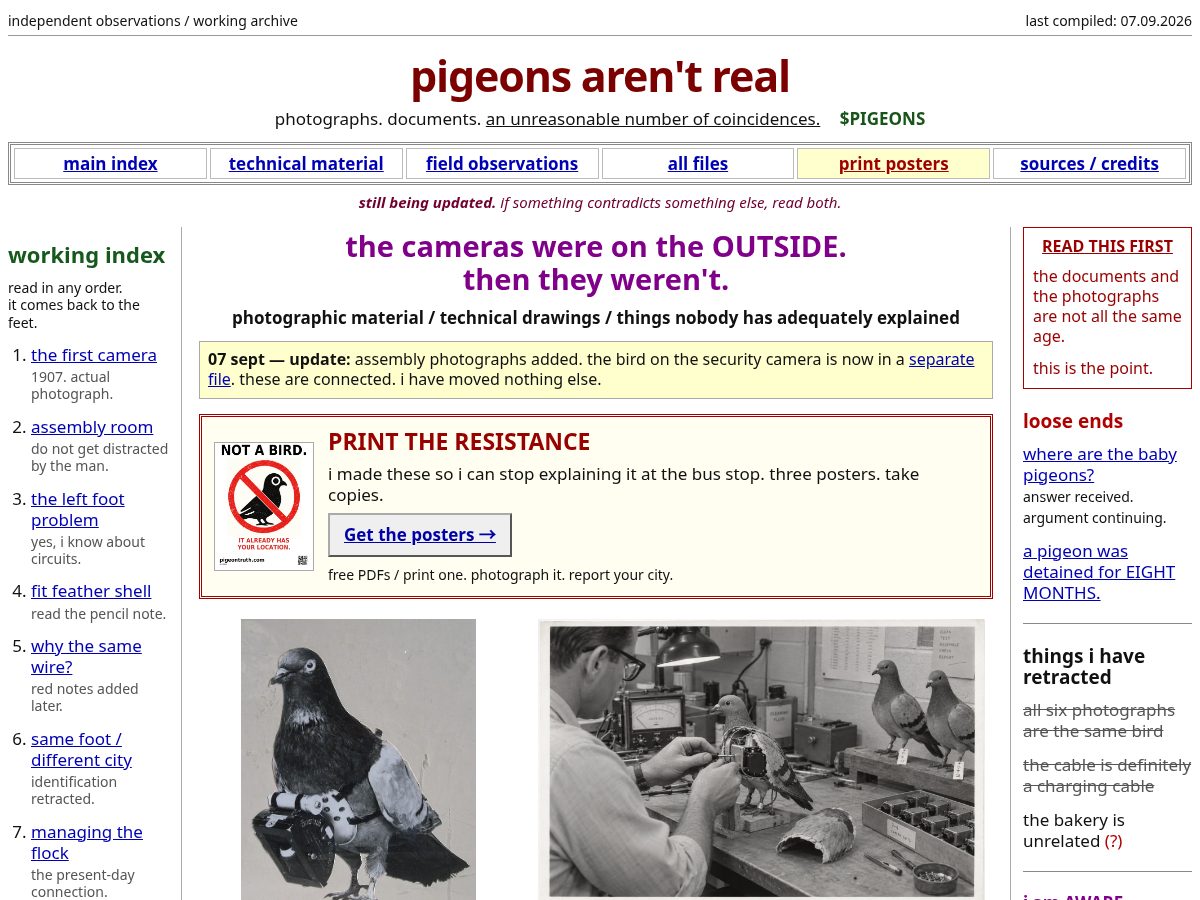 Landing-page snapshot of pigeontruth.com