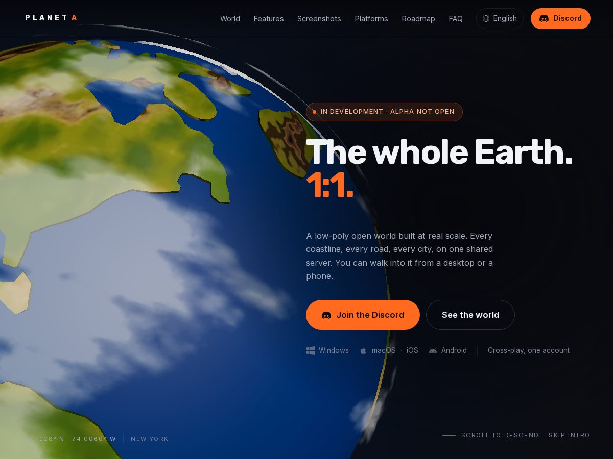 Landing-page snapshot of planeta.games