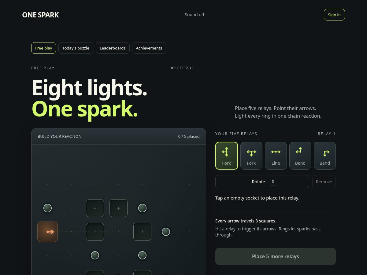 Landing-page snapshot of playonespark.com