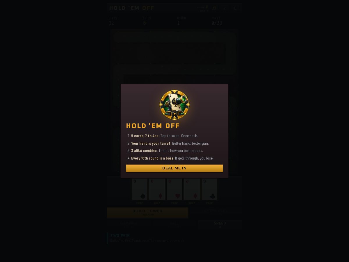 Landing-page snapshot of pokertowerdefense.com