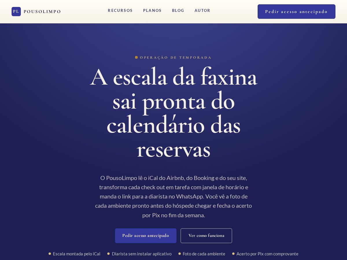 Landing-page snapshot of pousolimpo.com