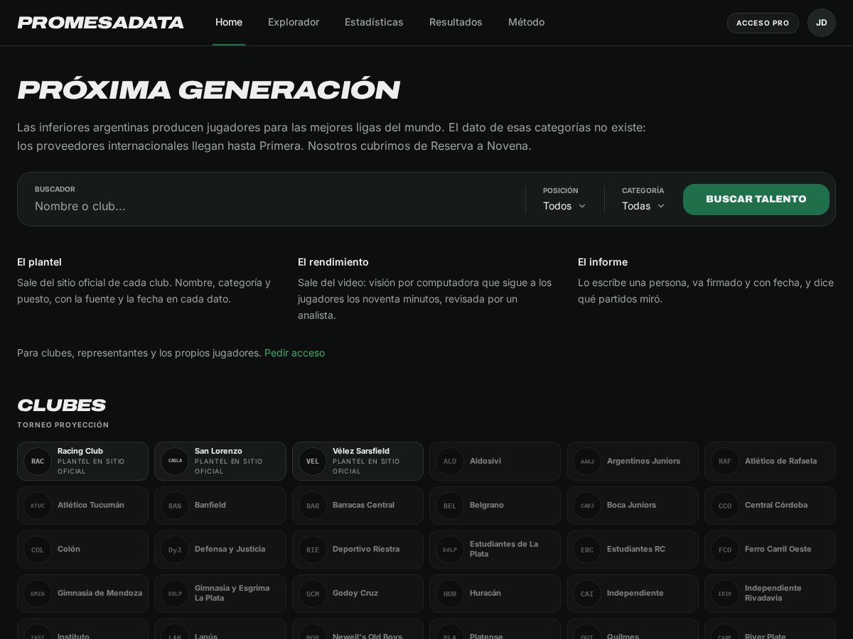 Landing-page snapshot of promesadata.com