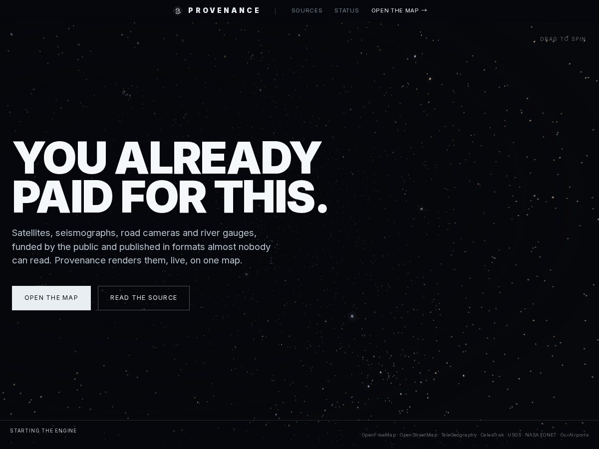 Landing-page snapshot of provenance-online.com