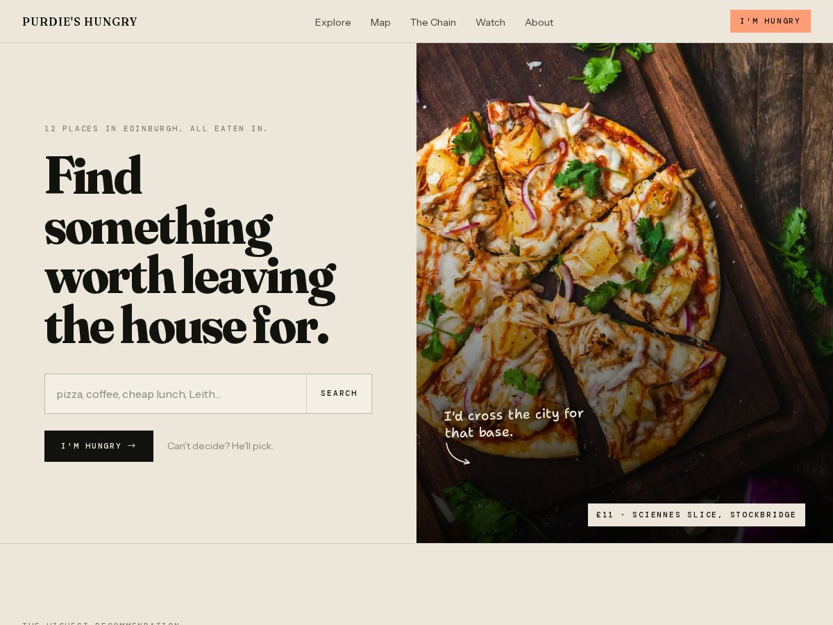 Landing-page snapshot of purdieshungry.com