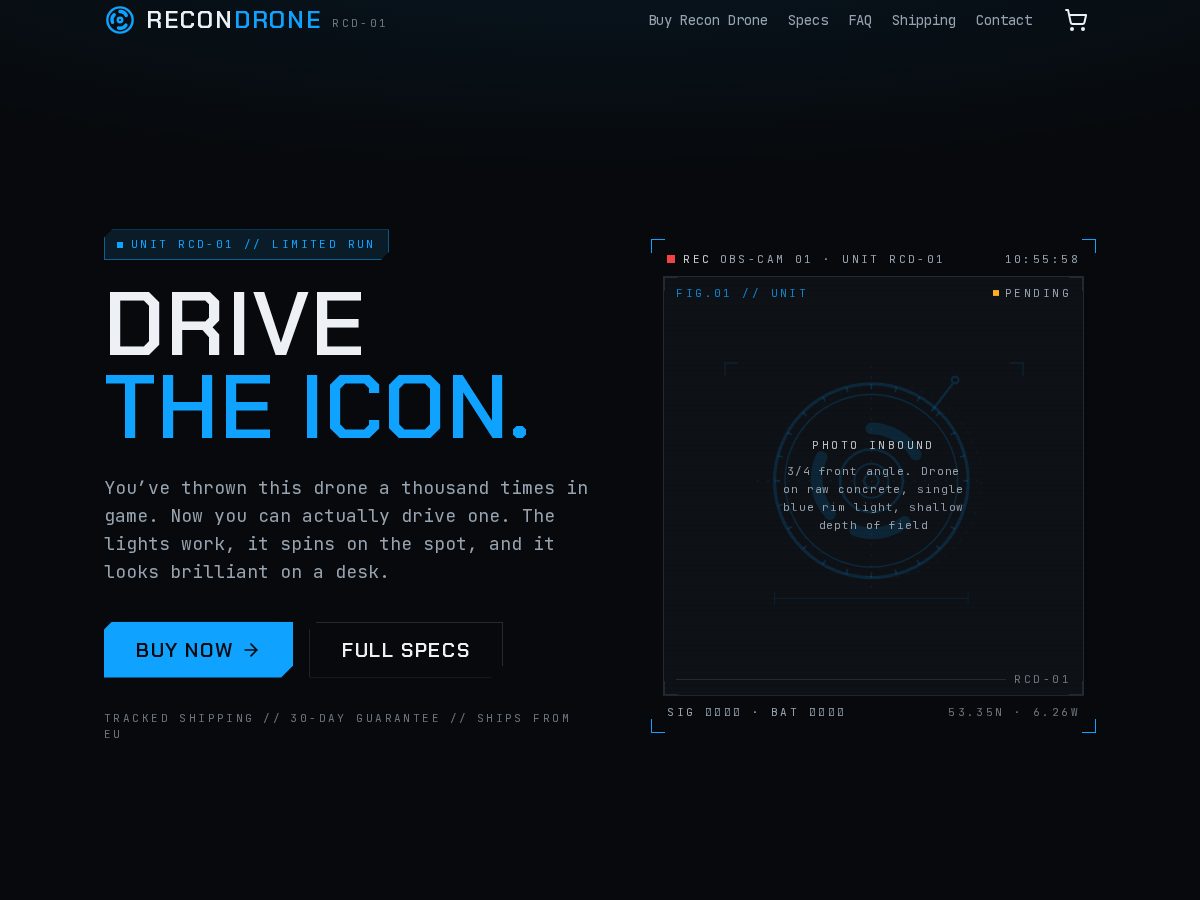 Landing-page snapshot of recondronelabs.com