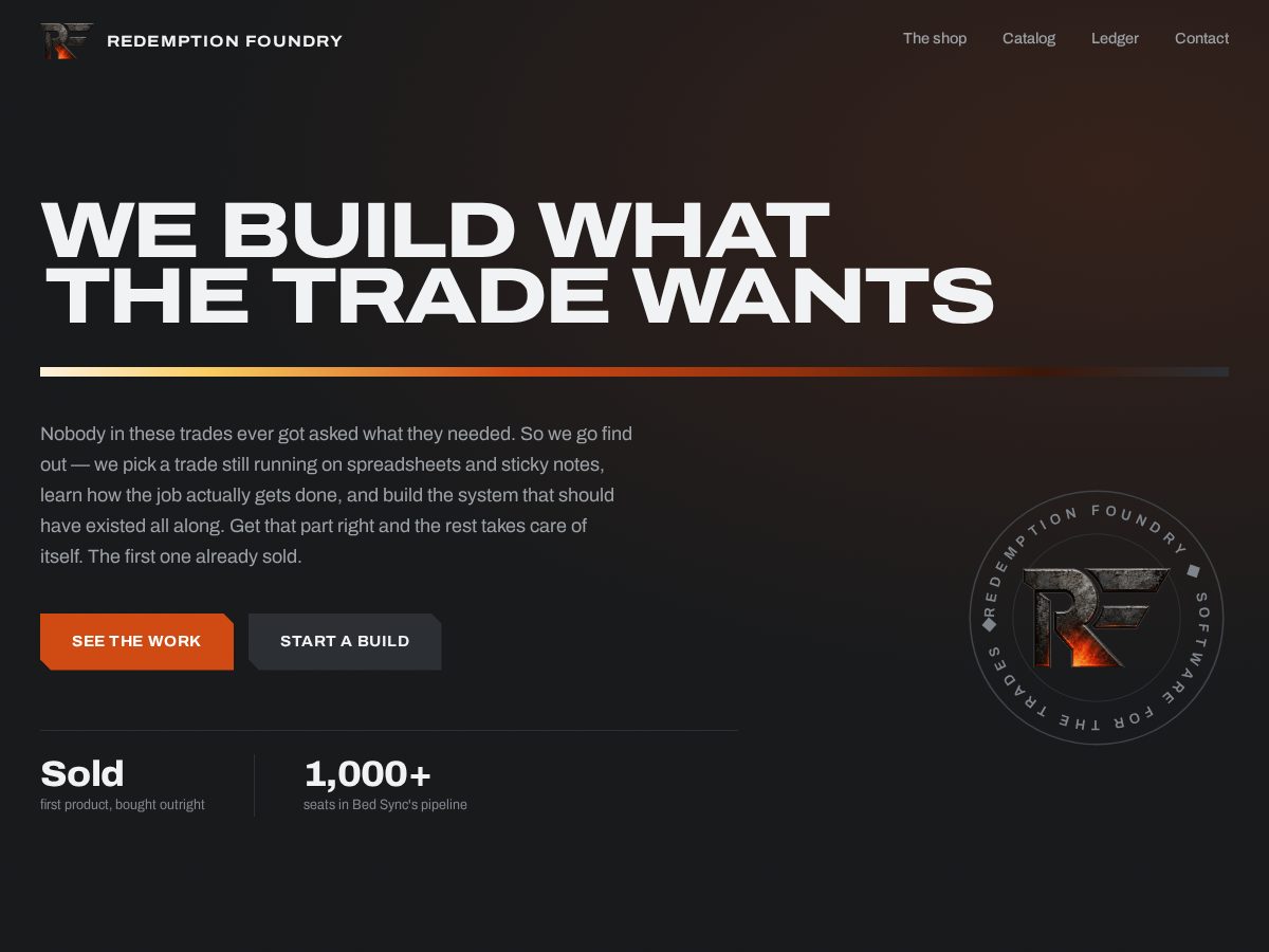 Landing-page snapshot of redemptionfoundry.com