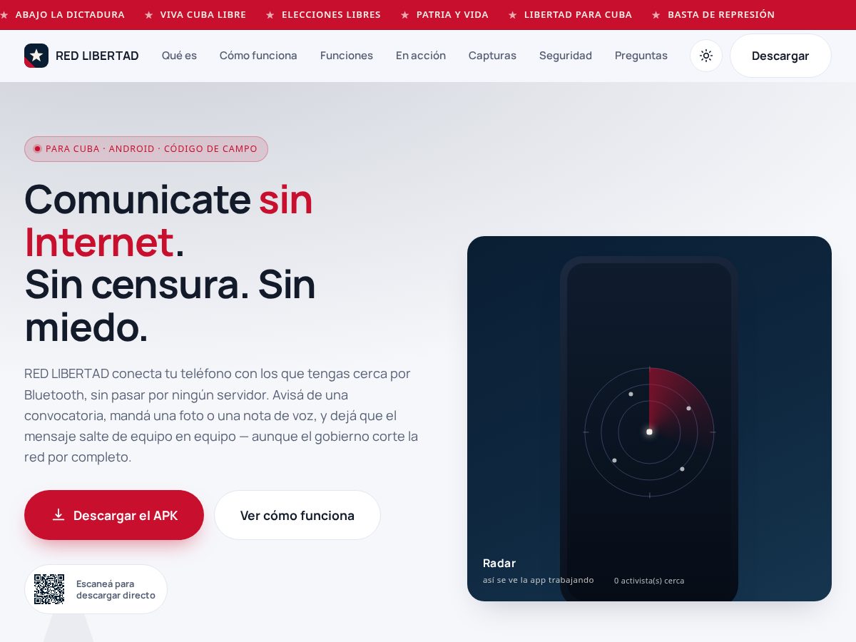 Landing-page snapshot of redlibertad.online