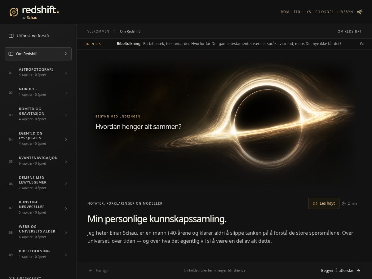 Landing-page snapshot of redshift.blog