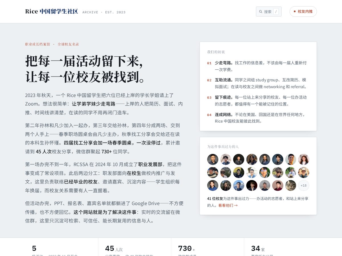 Landing-page snapshot of ricechinese.org