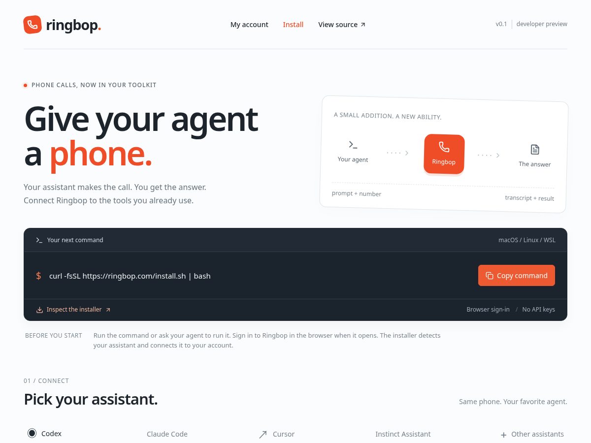 Landing-page snapshot of ringbop.com