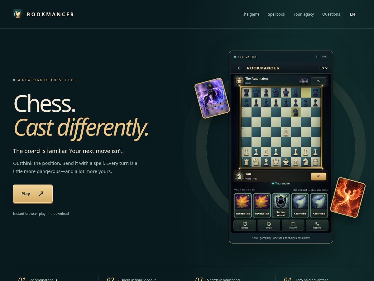 Landing-page snapshot of rookmancer.com