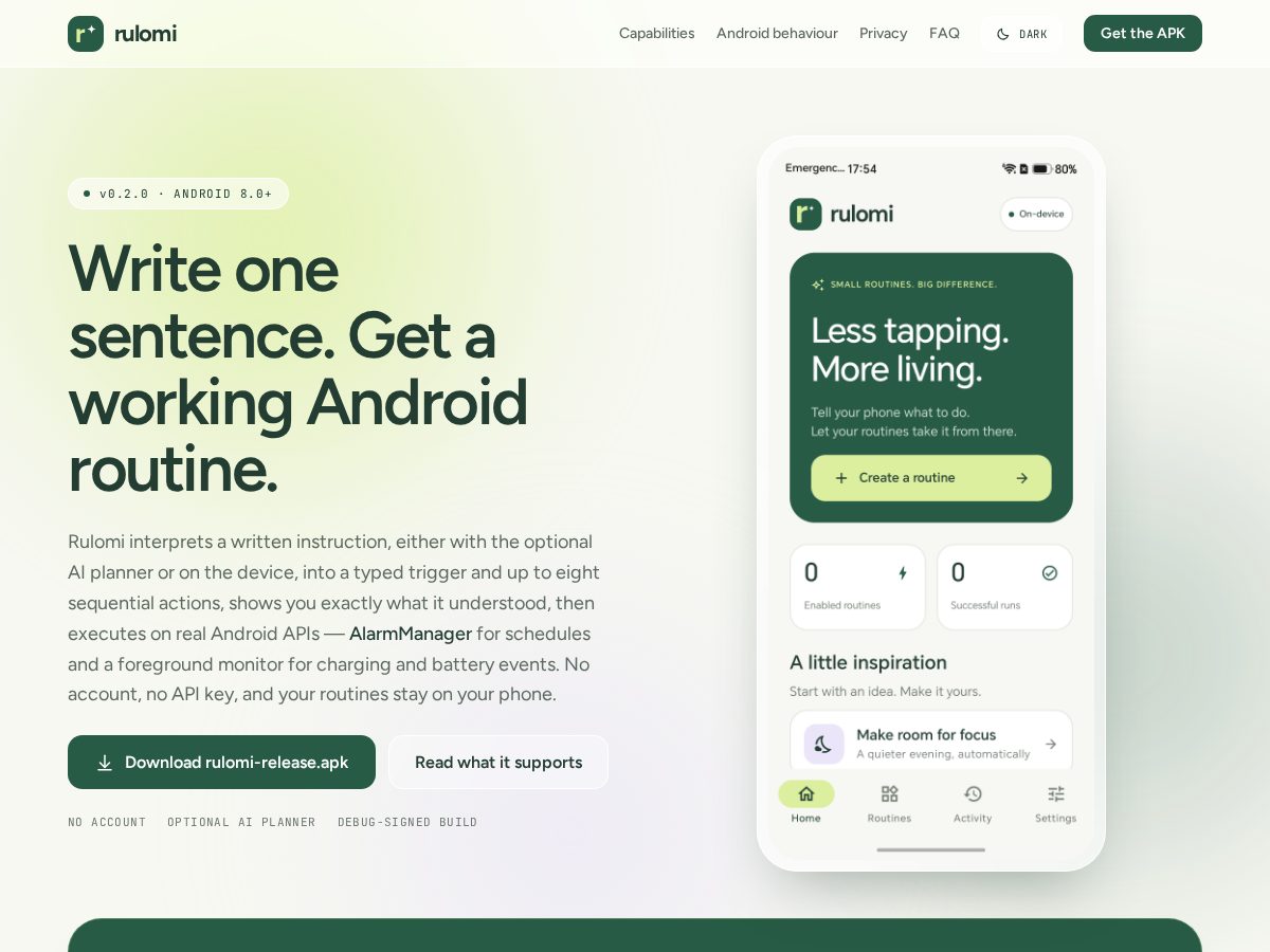 Landing-page snapshot of rulomiapp.com