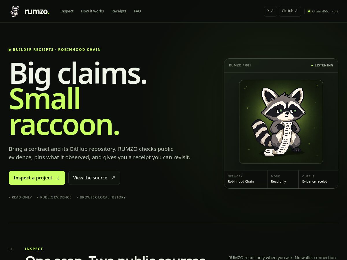 Landing-page snapshot of rumzo.xyz